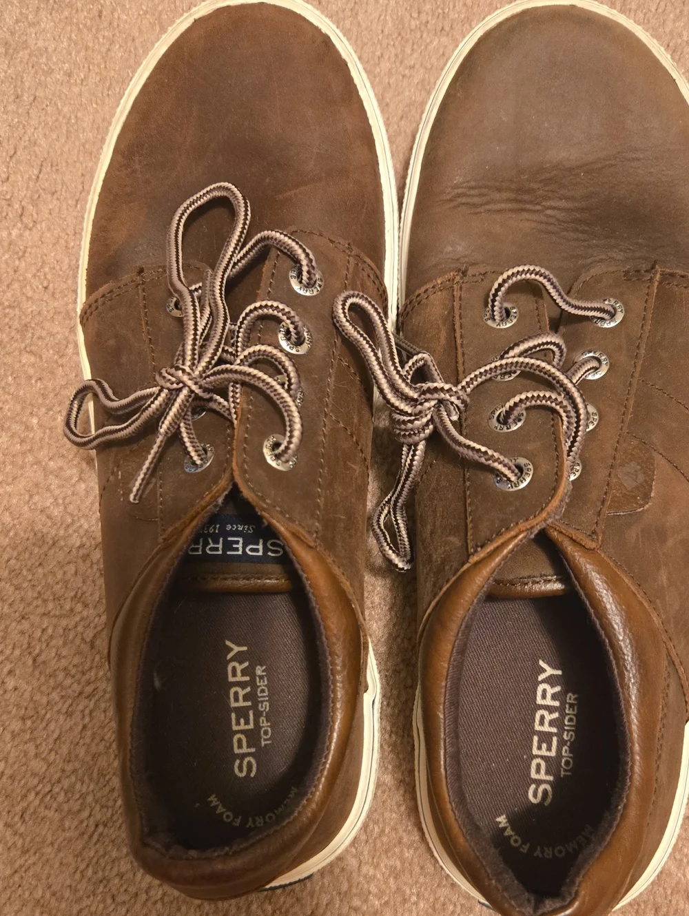 Sperry Brown Leather Deck-Style Lace-Up Boat Shoes